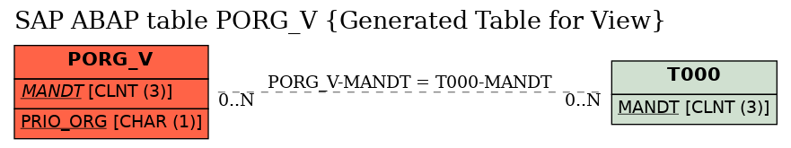 E-R Diagram for table PORG_V (Generated Table for View)