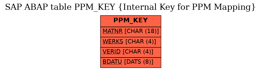 E-R Diagram for table PPM_KEY (Internal Key for PPM Mapping)