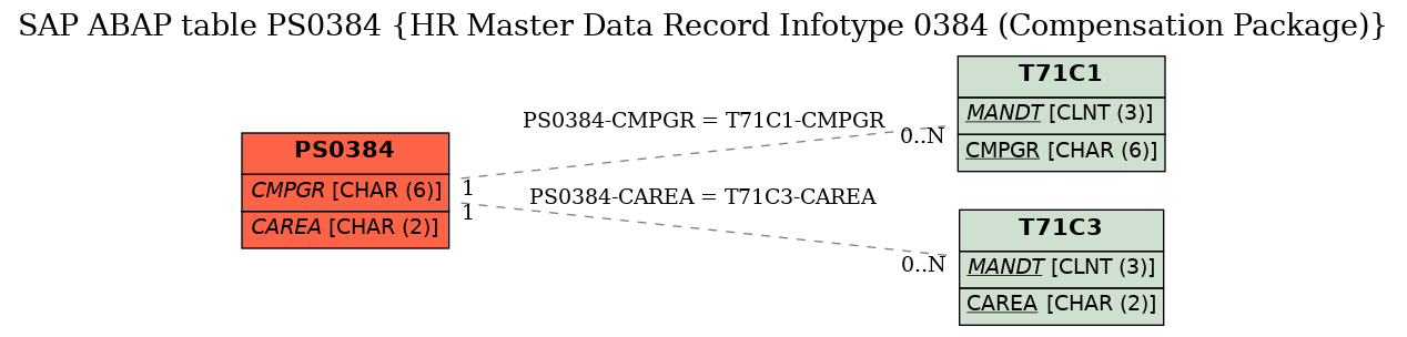 E-R Diagram for table PS0384 (HR Master Data Record Infotype 0384 (Compensation Package))