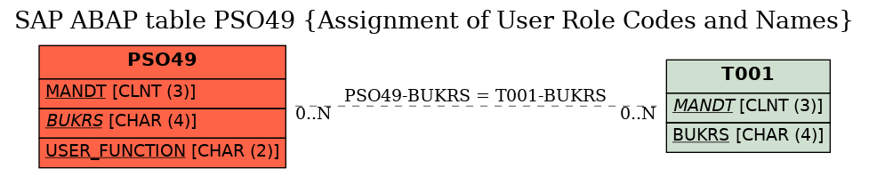 E-R Diagram for table PSO49 (Assignment of User Role Codes and Names)