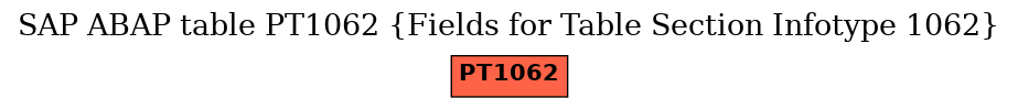 E-R Diagram for table PT1062 (Fields for Table Section Infotype 1062)