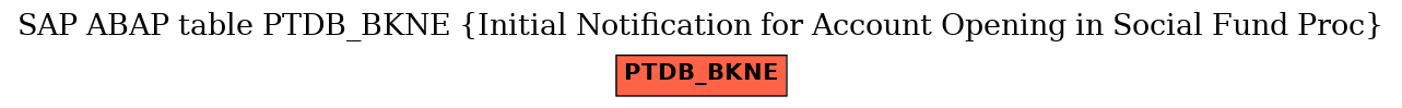 E-R Diagram for table PTDB_BKNE (Initial Notification for Account Opening in Social Fund Proc)