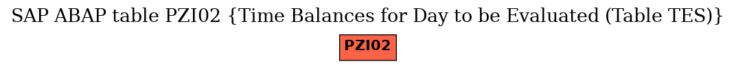 E-R Diagram for table PZI02 (Time Balances for Day to be Evaluated (Table TES))