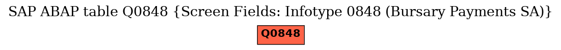 E-R Diagram for table Q0848 (Screen Fields: Infotype 0848 (Bursary Payments SA))