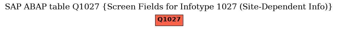 E-R Diagram for table Q1027 (Screen Fields for Infotype 1027 (Site-Dependent Info))