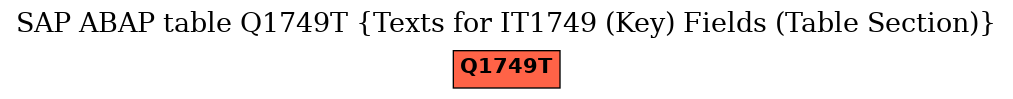 E-R Diagram for table Q1749T (Texts for IT1749 (Key) Fields (Table Section))