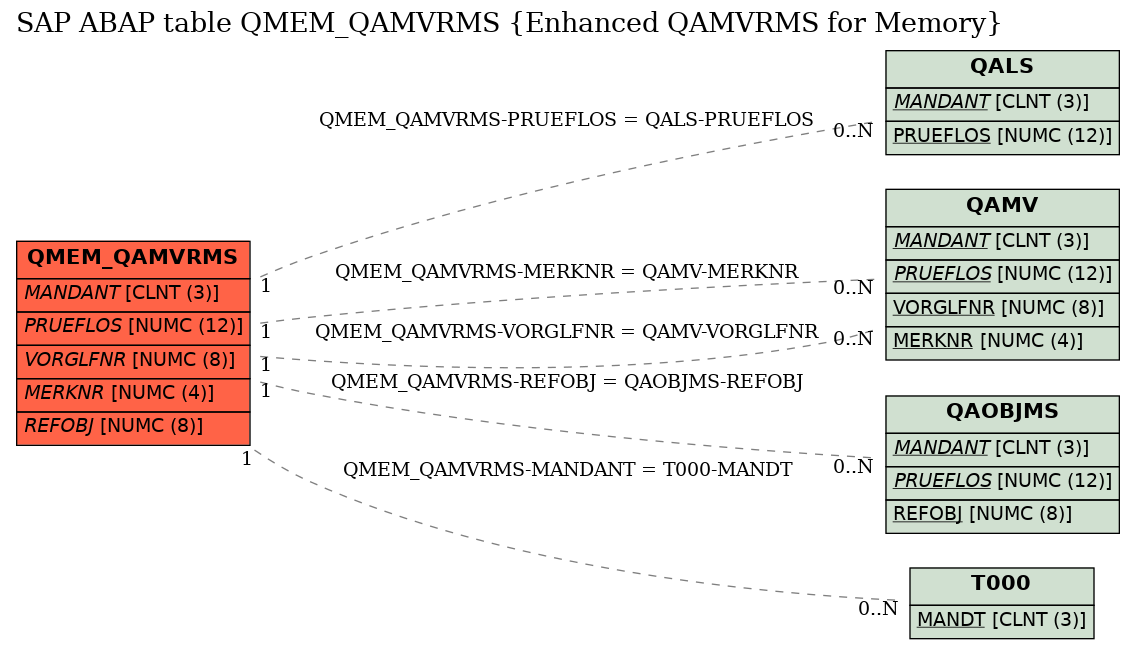 E-R Diagram for table QMEM_QAMVRMS (Enhanced QAMVRMS for Memory)