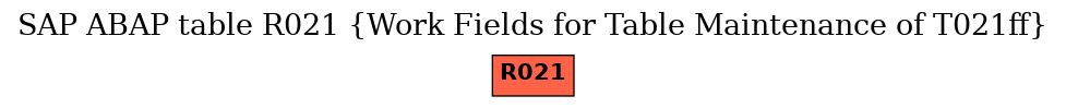 E-R Diagram for table R021 (Work Fields for Table Maintenance of T021ff)