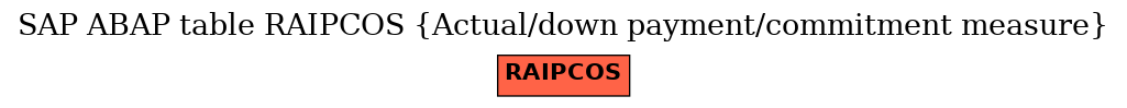 E-R Diagram for table RAIPCOS (Actual/down payment/commitment measure)