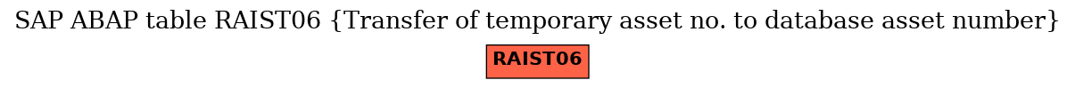 E-R Diagram for table RAIST06 (Transfer of temporary asset no. to database asset number)