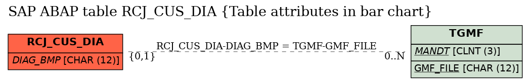 E-R Diagram for table RCJ_CUS_DIA (Table attributes in bar chart)