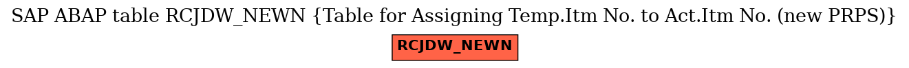 E-R Diagram for table RCJDW_NEWN (Table for Assigning Temp.Itm No. to Act.Itm No. (new PRPS))