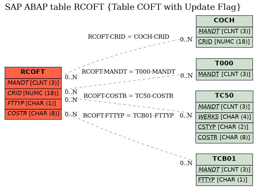 E-R Diagram for table RCOFT (Table COFT with Update Flag)
