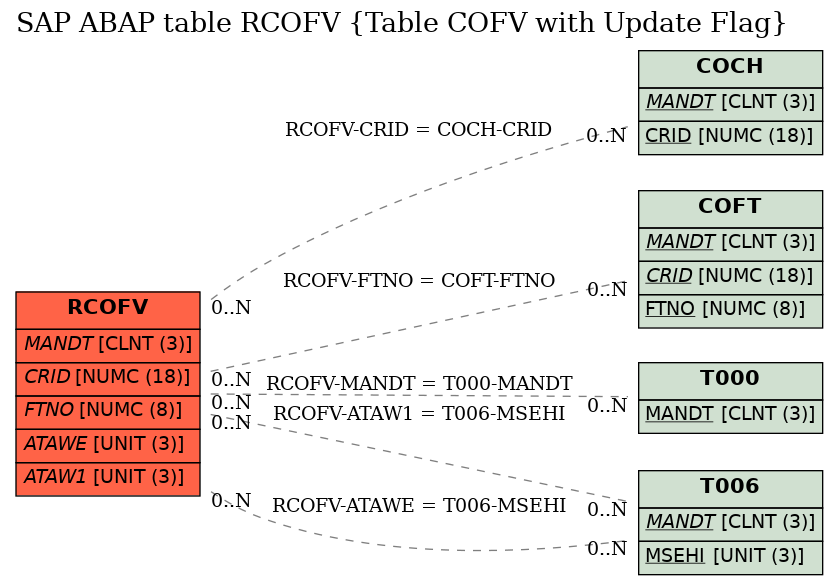 E-R Diagram for table RCOFV (Table COFV with Update Flag)