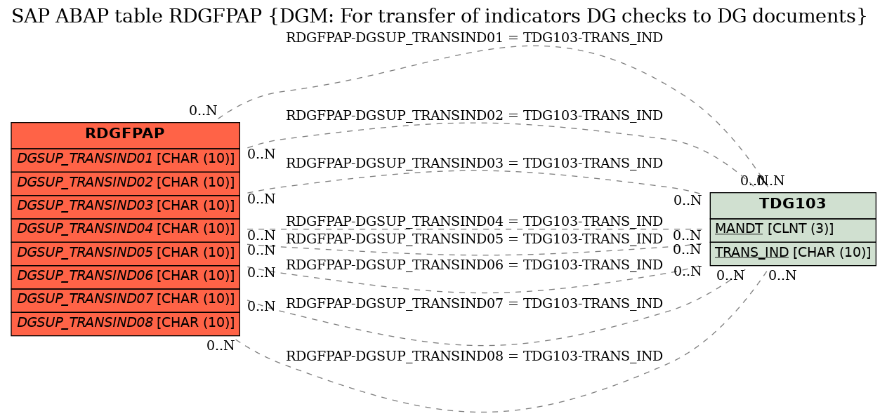 E-R Diagram for table RDGFPAP (DGM: For transfer of indicators DG checks to DG documents)