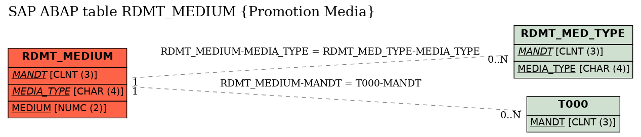 E-R Diagram for table RDMT_MEDIUM (Promotion Media)