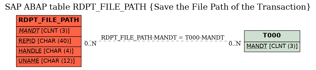 E-R Diagram for table RDPT_FILE_PATH (Save the File Path of the Transaction)