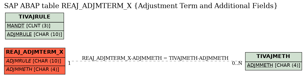 E-R Diagram for table REAJ_ADJMTERM_X (Adjustment Term and Additional Fields)