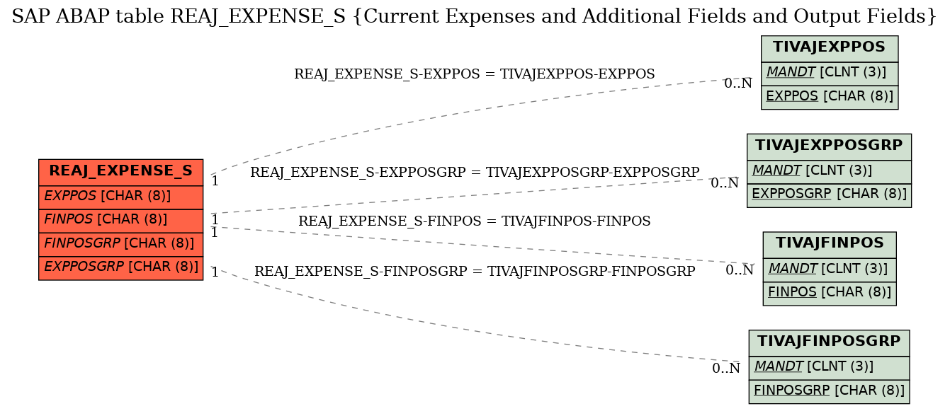 E-R Diagram for table REAJ_EXPENSE_S (Current Expenses and Additional Fields and Output Fields)