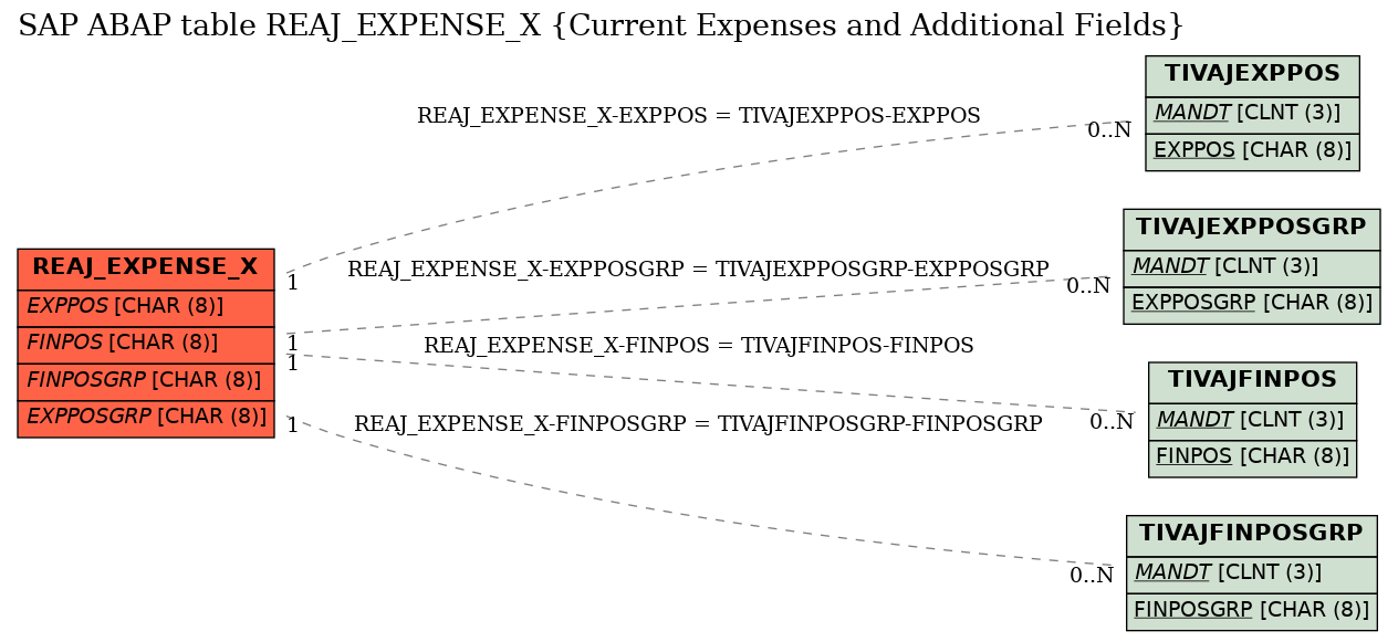 E-R Diagram for table REAJ_EXPENSE_X (Current Expenses and Additional Fields)