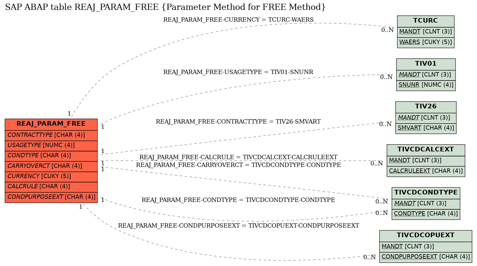 E-R Diagram for table REAJ_PARAM_FREE (Parameter Method for FREE Method)