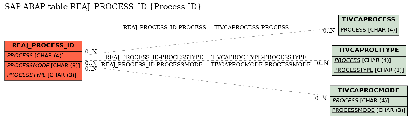 E-R Diagram for table REAJ_PROCESS_ID (Process ID)