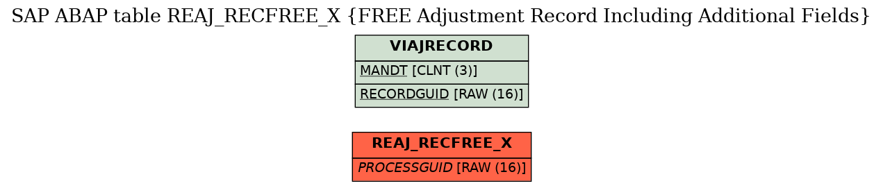 E-R Diagram for table REAJ_RECFREE_X (FREE Adjustment Record Including Additional Fields)