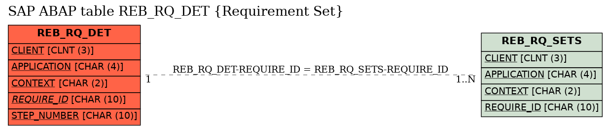 E-R Diagram for table REB_RQ_DET (Requirement Set)