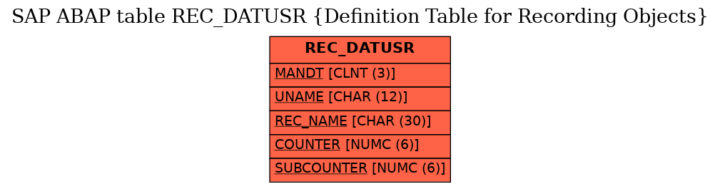 E-R Diagram for table REC_DATUSR (Definition Table for Recording Objects)