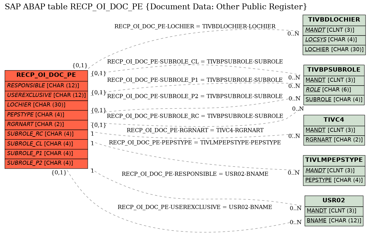 E-R Diagram for table RECP_OI_DOC_PE (Document Data: Other Public Register)