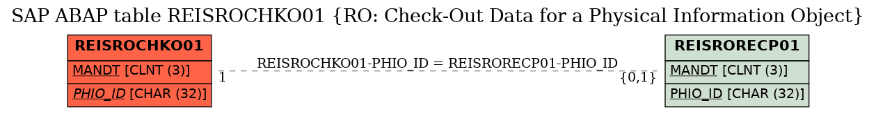 E-R Diagram for table REISROCHKO01 (RO: Check-Out Data for a Physical Information Object)