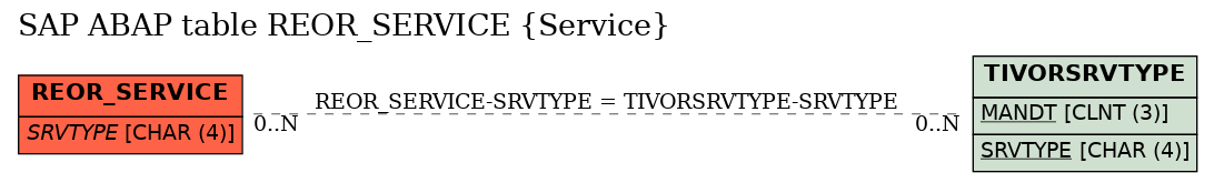 E-R Diagram for table REOR_SERVICE (Service)