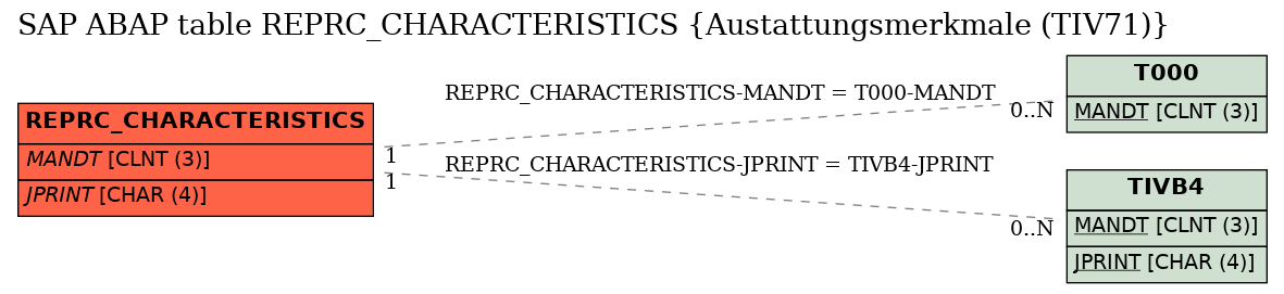 E-R Diagram for table REPRC_CHARACTERISTICS (Austattungsmerkmale (TIV71))