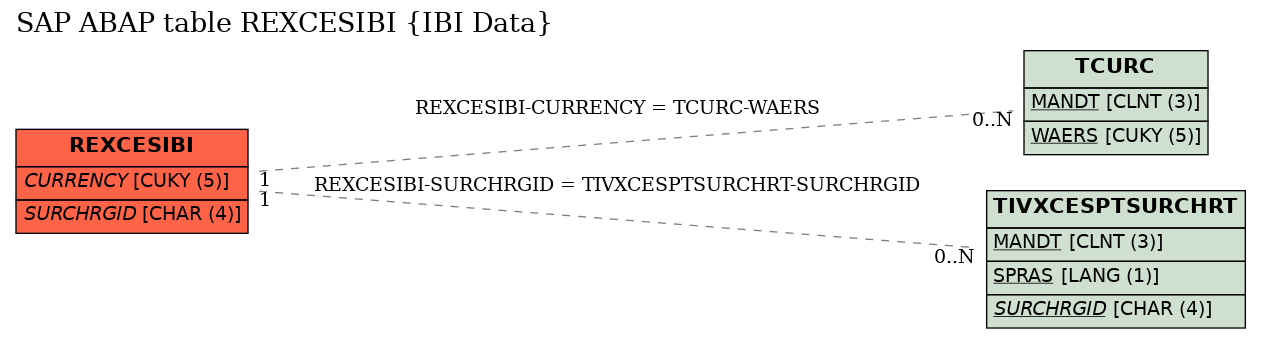 E-R Diagram for table REXCESIBI (IBI Data)