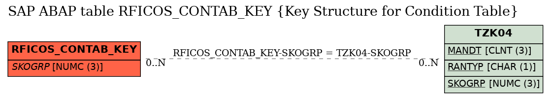 E-R Diagram for table RFICOS_CONTAB_KEY (Key Structure for Condition Table)
