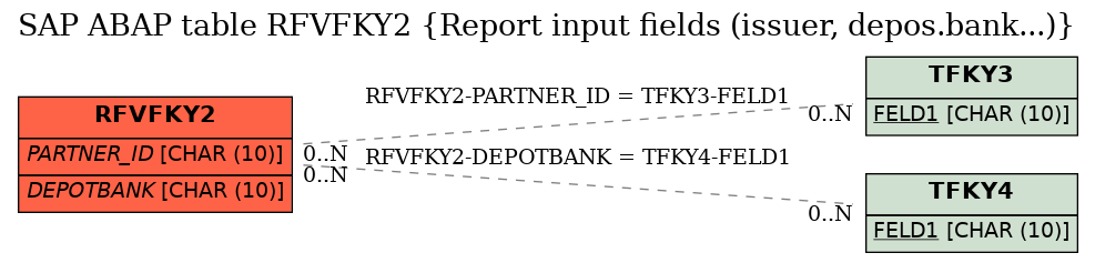 E-R Diagram for table RFVFKY2 (Report input fields (issuer, depos.bank...))