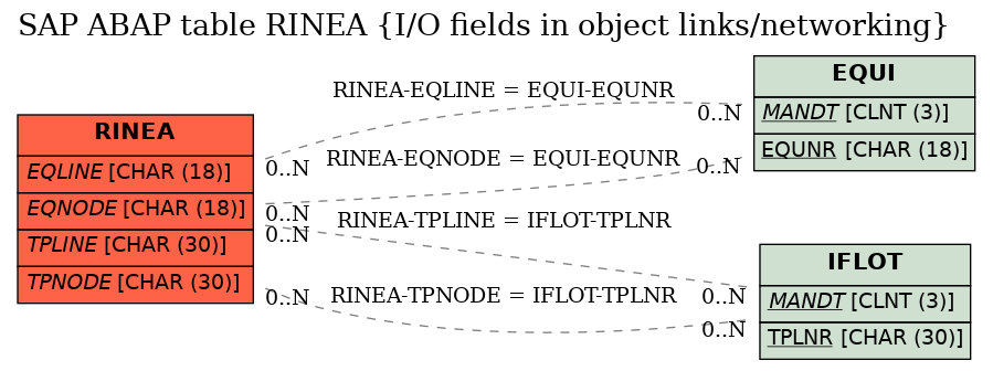 E-R Diagram for table RINEA (I/O fields in object links/networking)