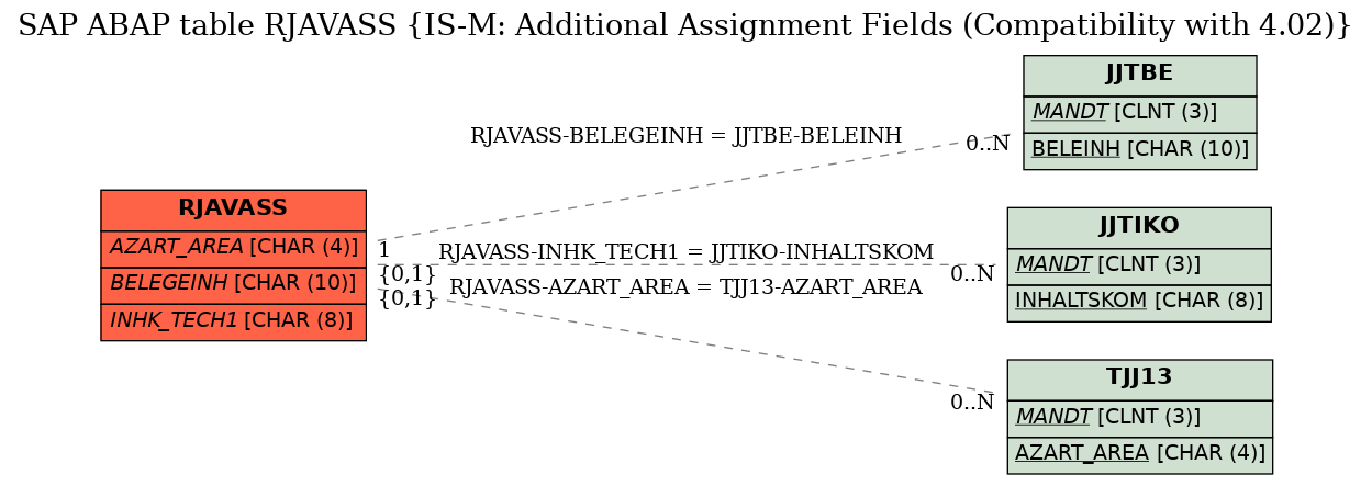 E-R Diagram for table RJAVASS (IS-M: Additional Assignment Fields (Compatibility with 4.02))