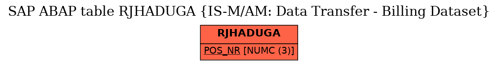 E-R Diagram for table RJHADUGA (IS-M/AM: Data Transfer - Billing Dataset)