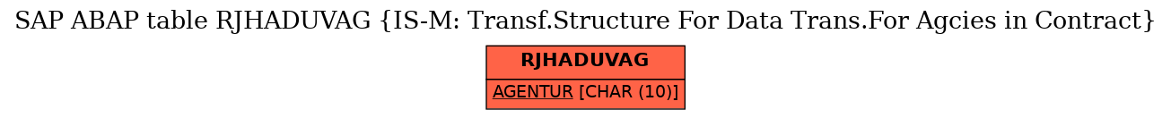 E-R Diagram for table RJHADUVAG (IS-M: Transf.Structure For Data Trans.For Agcies in Contract)