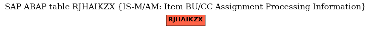 E-R Diagram for table RJHAIKZX (IS-M/AM: Item BU/CC Assignment Processing Information)