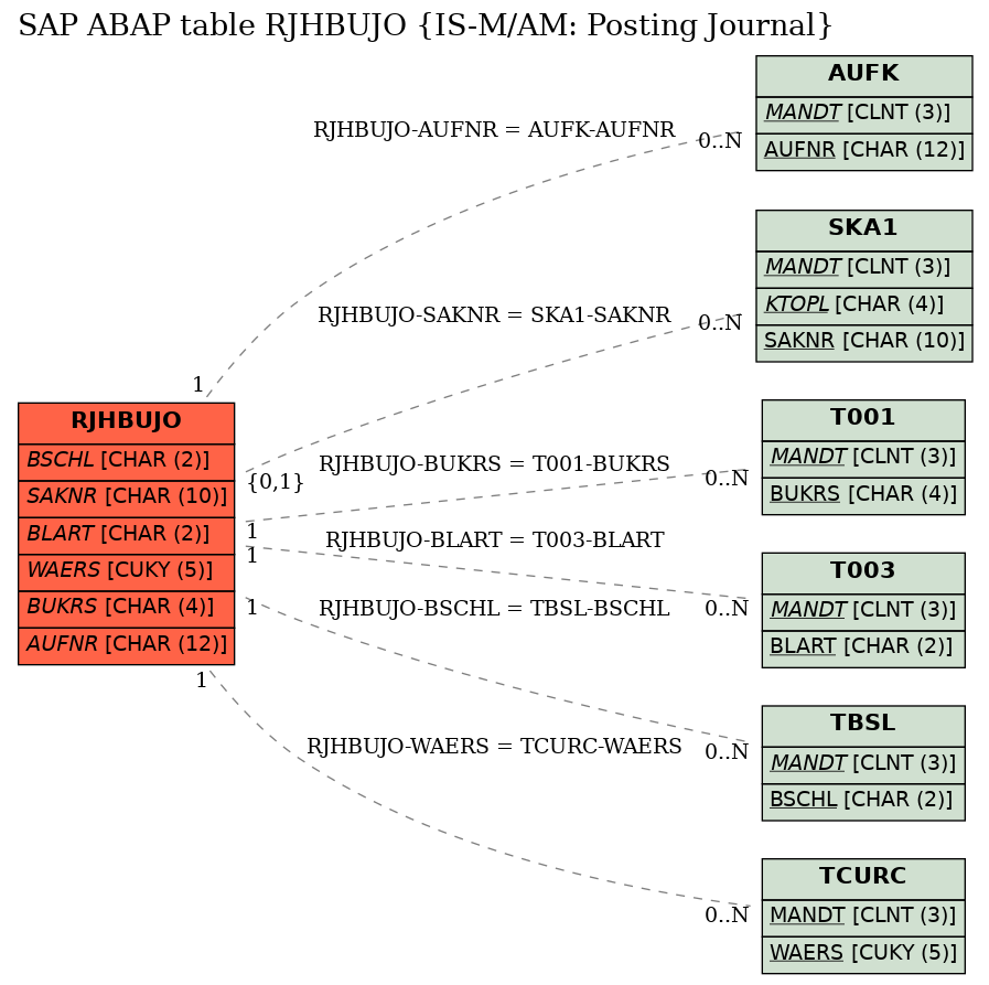 E-R Diagram for table RJHBUJO (IS-M/AM: Posting Journal)