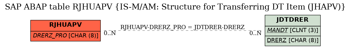 E-R Diagram for table RJHUAPV (IS-M/AM: Structure for Transferring DT Item (JHAPV))