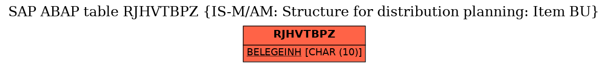 E-R Diagram for table RJHVTBPZ (IS-M/AM: Structure for distribution planning: Item BU)