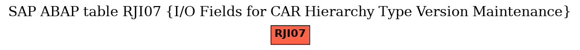 E-R Diagram for table RJI07 (I/O Fields for CAR Hierarchy Type Version Maintenance)