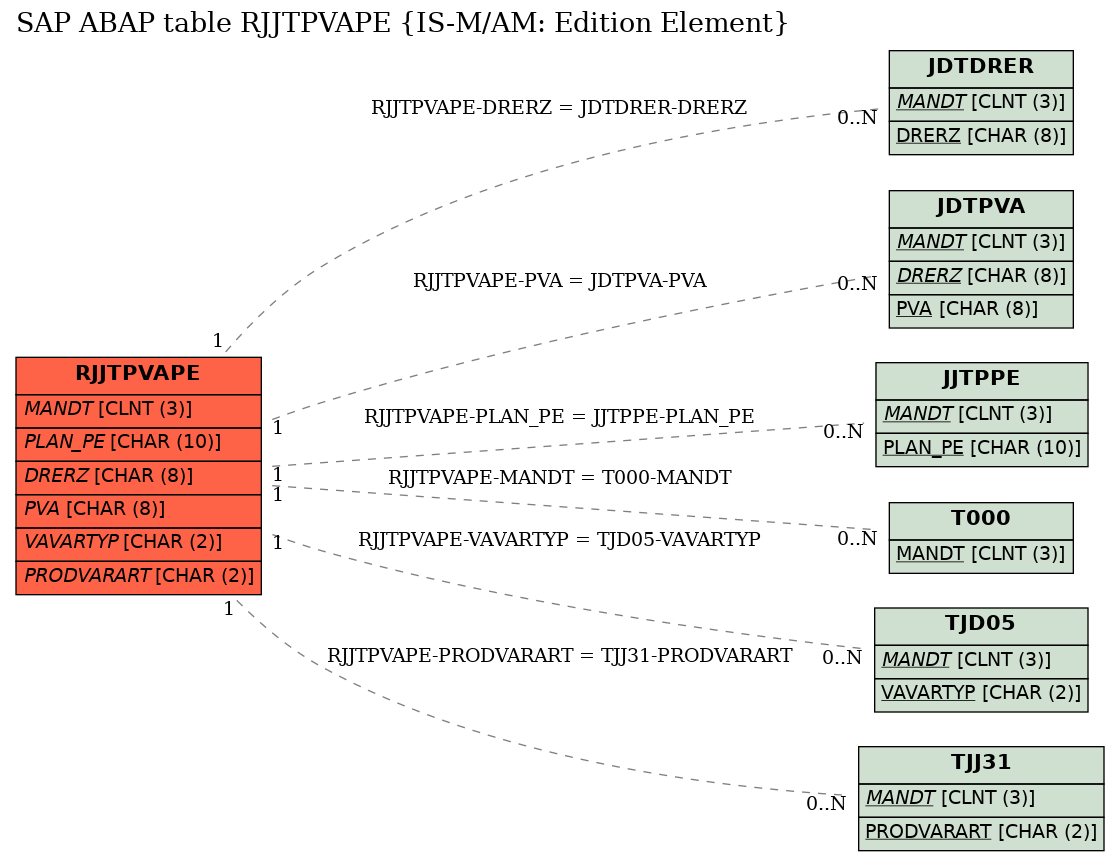 E-R Diagram for table RJJTPVAPE (IS-M/AM: Edition Element)