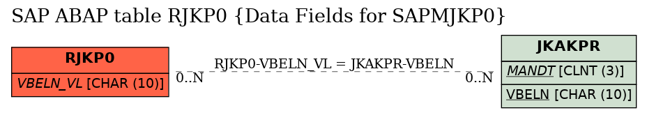 E-R Diagram for table RJKP0 (Data Fields for SAPMJKP0)