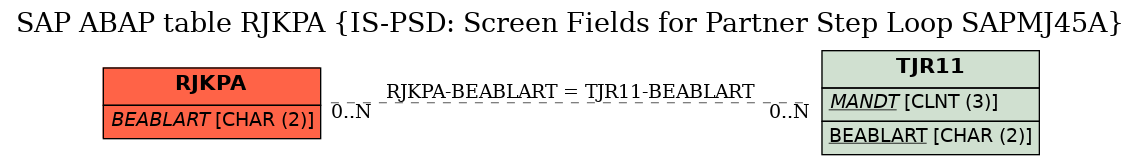 E-R Diagram for table RJKPA (IS-PSD: Screen Fields for Partner Step Loop SAPMJ45A)