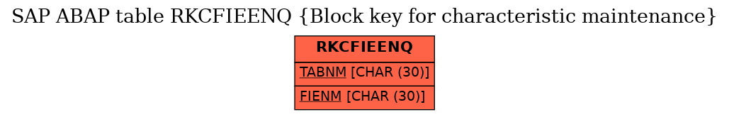 E-R Diagram for table RKCFIEENQ (Block key for characteristic maintenance)