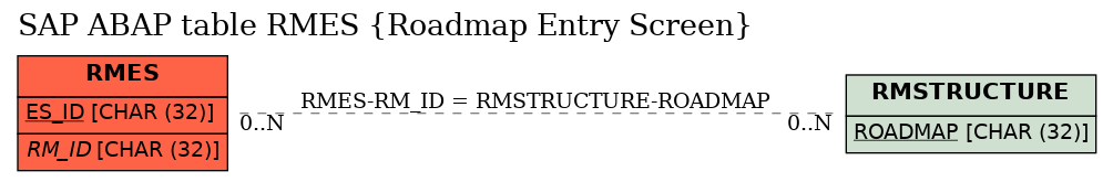 E-R Diagram for table RMES (Roadmap Entry Screen)